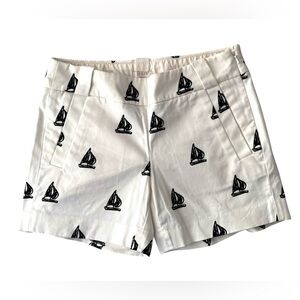 J. Crew White Sailboat Print Women's Chino Shorts